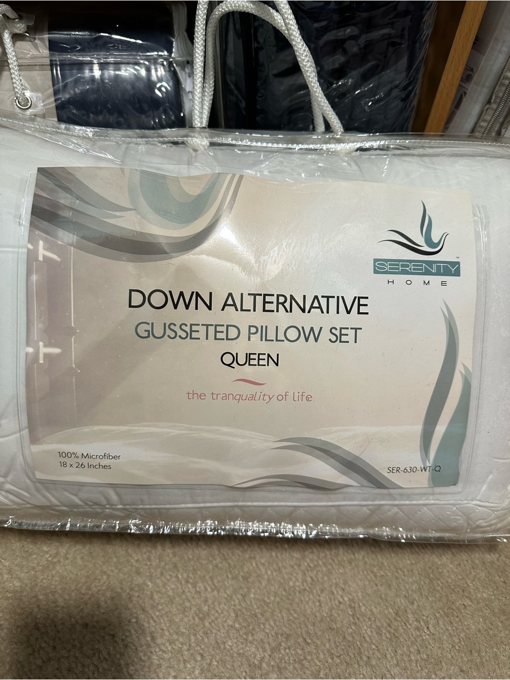 Serenity Home Down Alternative Gusseted Pillow Set Queen